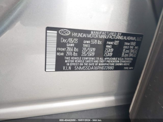 Photo 8 VIN: 5NMS5DA16PH022880 - HYUNDAI SANTA FE 