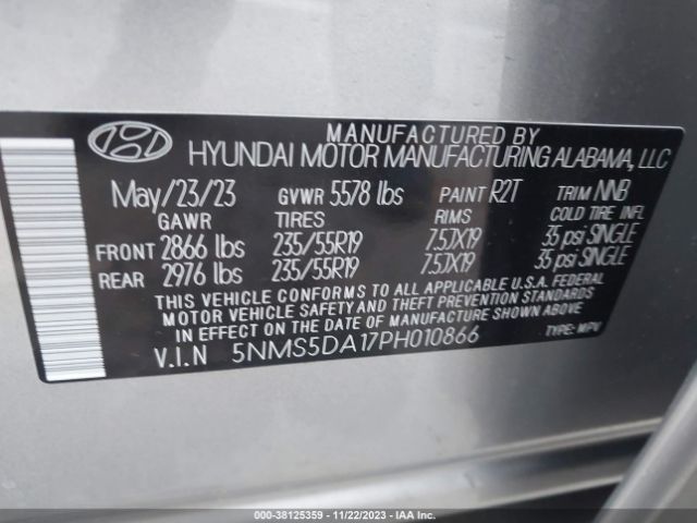 Photo 8 VIN: 5NMS5DA17PH010866 - HYUNDAI SANTA FE HYBRID 