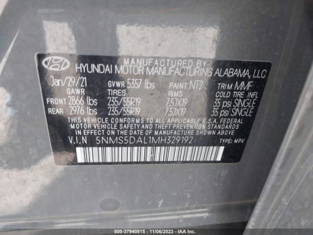 Photo 8 VIN: 5NMS5DAL1MH329192 - HYUNDAI SANTA FE 