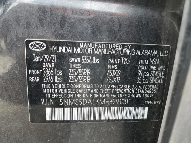 Photo 12 VIN: 5NMS5DAL3MH329100 - HYUNDAI SANTA FE C 