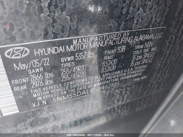 Photo 8 VIN: 5NMS5DAL4NH462885 - HYUNDAI SANTA FE 