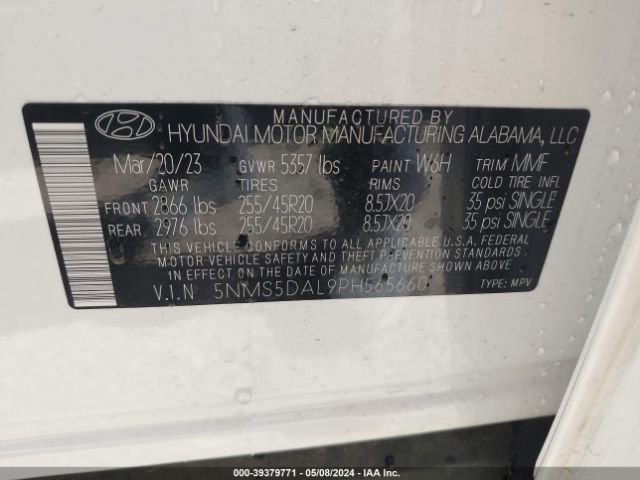 Photo 8 VIN: 5NMS5DAL9PH565660 - HYUNDAI SANTA FE 