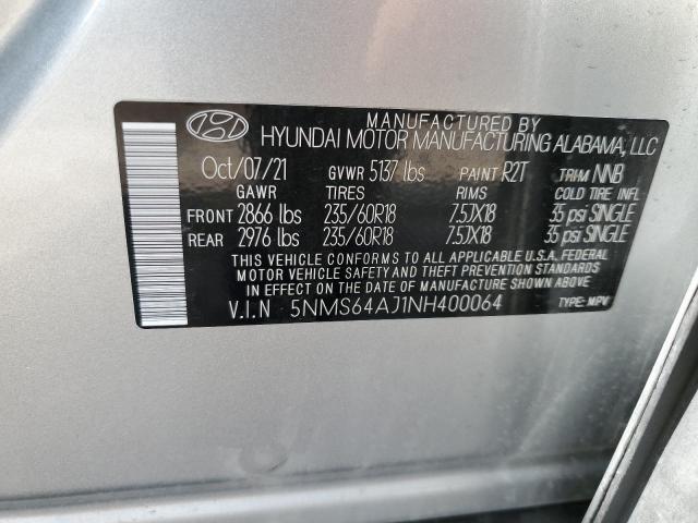 Photo 12 VIN: 5NMS64AJ1NH400064 - HYUNDAI SANTA FE S 