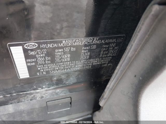 Photo 8 VIN: 5NMS64AJ2PH503903 - HYUNDAI SANTA FE 