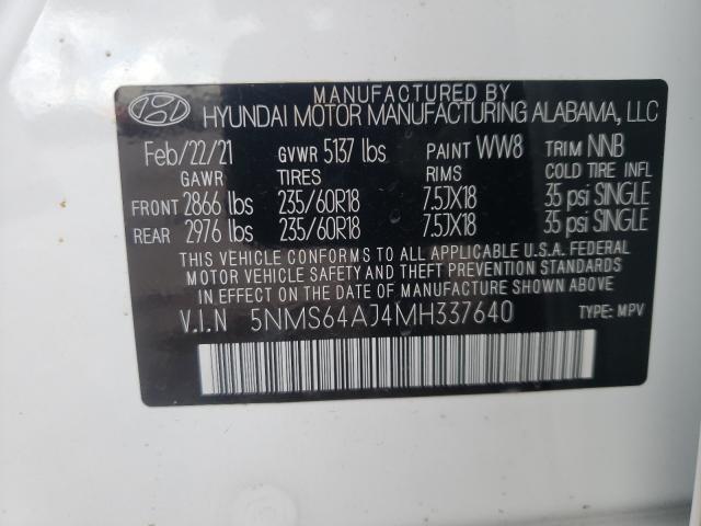 Photo 9 VIN: 5NMS64AJ4MH337640 - HYUNDAI SANTA FE S 