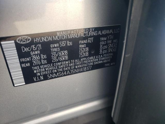 Photo 9 VIN: 5NMS64AJ5NH418177 - HYUNDAI SANTA FE S 