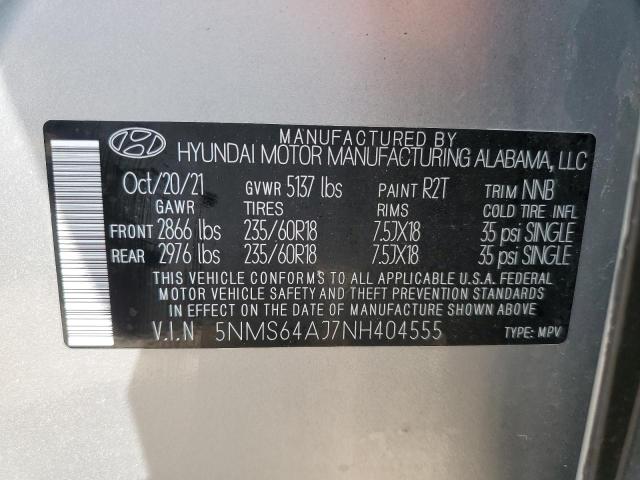 Photo 12 VIN: 5NMS64AJ7NH404555 - HYUNDAI SANTA FE S 