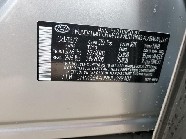 Photo 12 VIN: 5NMS64AJ9NH399407 - HYUNDAI SANTA FE S 