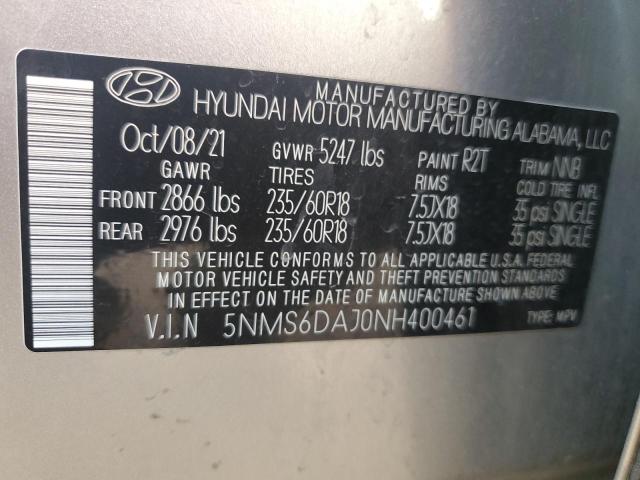 Photo 11 VIN: 5NMS6DAJ0NH400461 - HYUNDAI SANTA FE S 