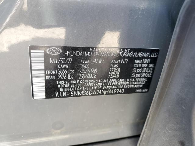 Photo 12 VIN: 5NMS6DAJ4NH449940 - HYUNDAI SANTA FE S 