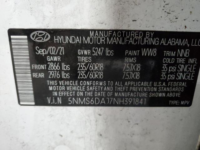 Photo 12 VIN: 5NMS6DAJ7NH391841 - HYUNDAI SANTA FE 