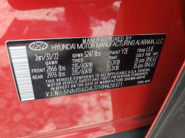 Photo 12 VIN: 5NMS6DAJ7NH428371 - HYUNDAI SANTA FE S 