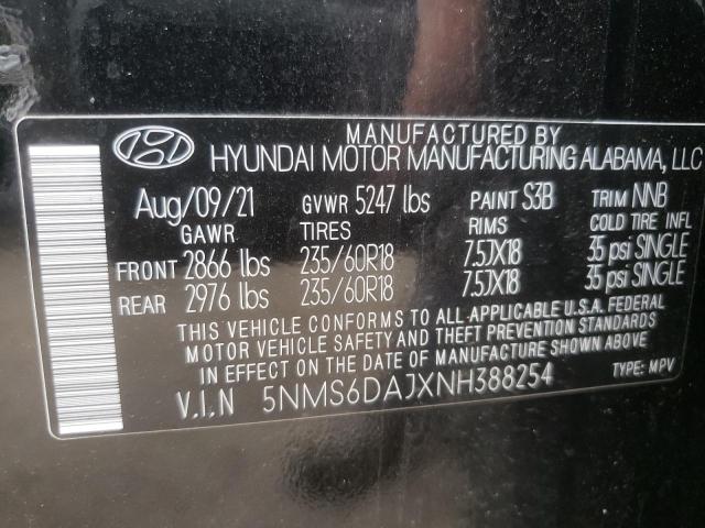 Photo 9 VIN: 5NMS6DAJXNH388254 - HYUNDAI SANTA FE S 