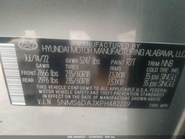 Photo 8 VIN: 5NMS6DAJXPH482279 - HYUNDAI SANTA FE 