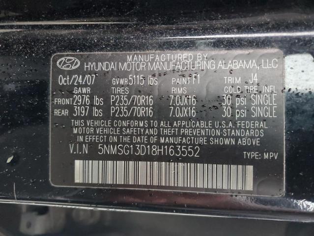 Photo 11 VIN: 5NMSG13D18H163552 - HYUNDAI SANTAFE 