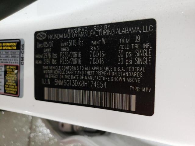 Photo 9 VIN: 5NMSG13DX8H174954 - HYUNDAI SANTA FE G 