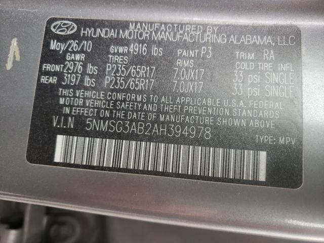 Photo 9 VIN: 5NMSG3AB2AH394978 - HYUNDAI SANTA FE G 