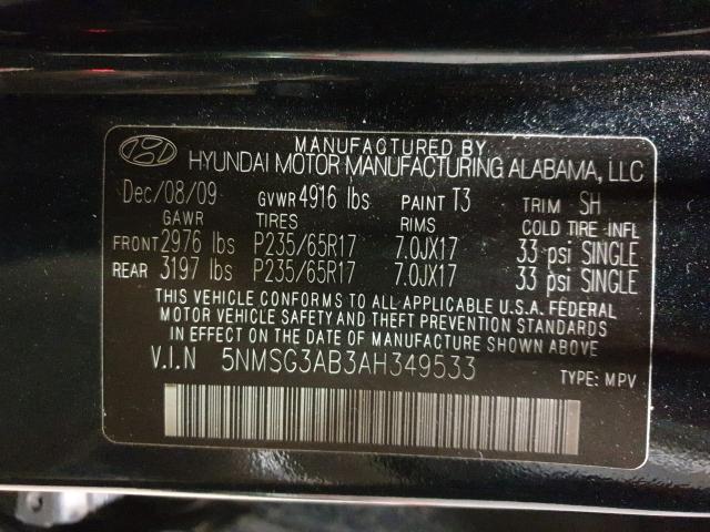 Photo 9 VIN: 5NMSG3AB3AH349533 - HYUNDAI SANTA FE G 