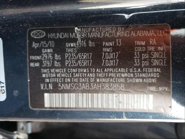 Photo 9 VIN: 5NMSG3AB3AH383858 - HYUNDAI SANTA FE 