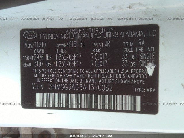 Photo 8 VIN: 5NMSG3AB3AH390082 - HYUNDAI SANTA FE 