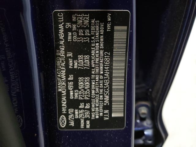 Photo 9 VIN: 5NMSG3AB3AH416812 - HYUNDAI SANTA FE G 