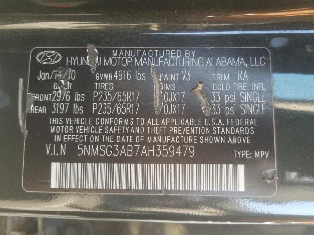 Photo 9 VIN: 5NMSG3AB7AH359479 - HYUNDAI SANTA FE G 