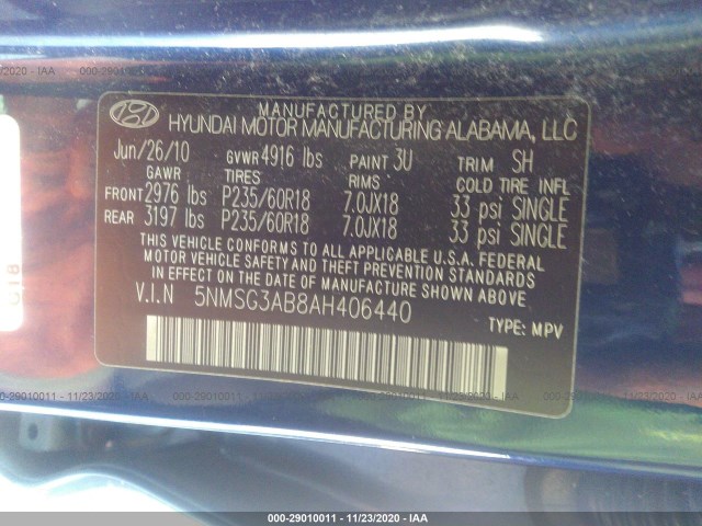 Photo 8 VIN: 5NMSG3AB8AH406440 - HYUNDAI SANTA FE 