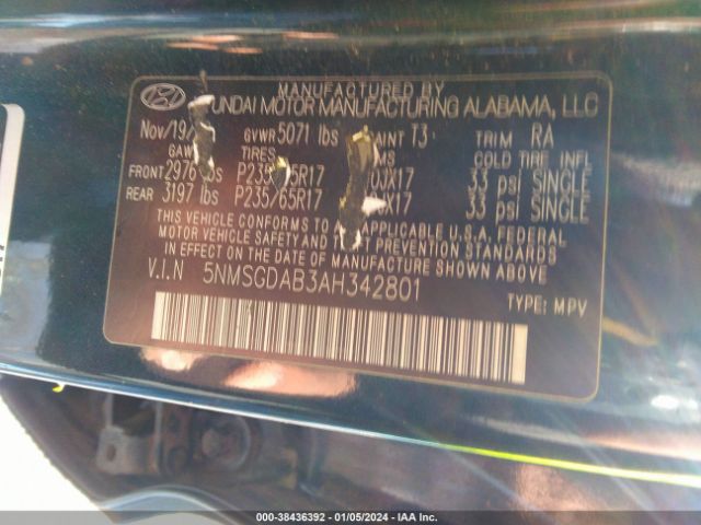 Photo 8 VIN: 5NMSGDAB3AH342801 - HYUNDAI SANTA FE 