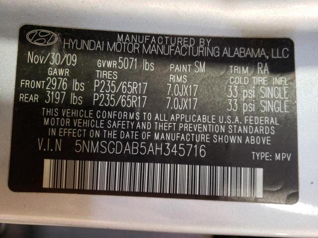 Photo 9 VIN: 5NMSGDAB5AH345716 - HYUNDAI SANTA FE G 