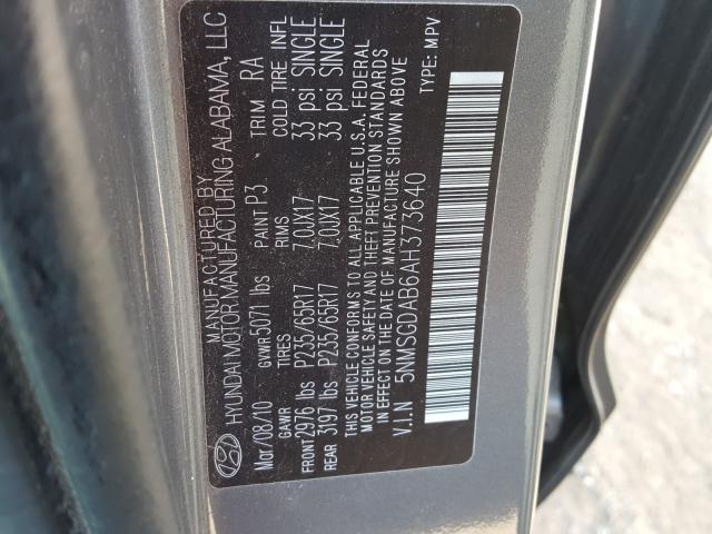 Photo 9 VIN: 5NMSGDAB6AH373640 - HYUNDAI SANTA FE G 