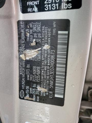 Photo 12 VIN: 5NMSH13E07H008673 - HYUNDAI SANTA FE S 