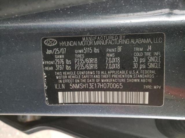 Photo 9 VIN: 5NMSH13E17H070065 - HYUNDAI SANTA FE S 