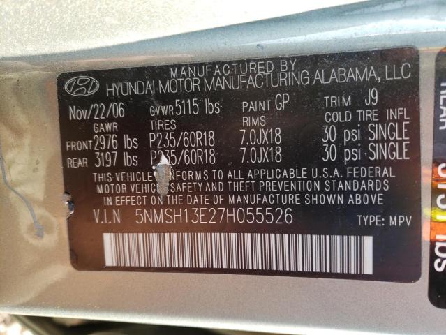 Photo 12 VIN: 5NMSH13E27H055526 - HYUNDAI SANTA FE 