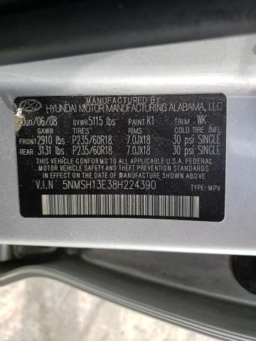 Photo 9 VIN: 5NMSH13E38H224390 - HYUNDAI SANTA FE S 