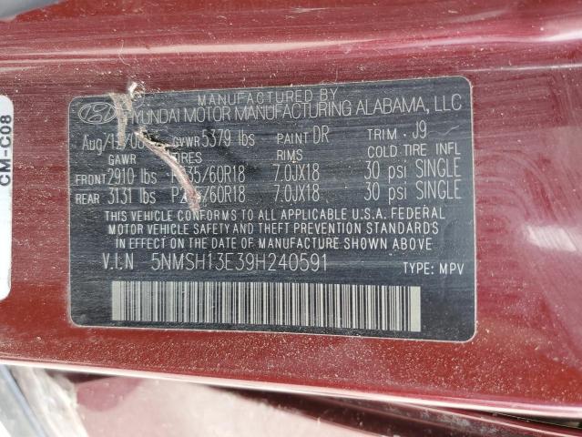 Photo 12 VIN: 5NMSH13E39H240591 - HYUNDAI SANTA FE 