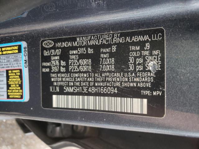 Photo 9 VIN: 5NMSH13E48H166094 - HYUNDAI SANTA FE S 