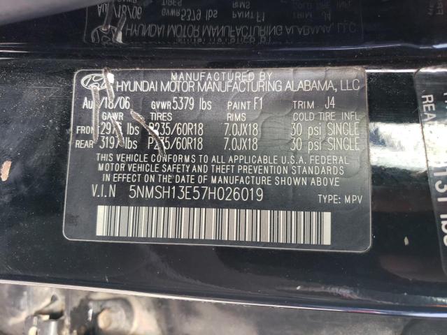 Photo 11 VIN: 5NMSH13E57H026019 - HYUNDAI SANTA FE S 