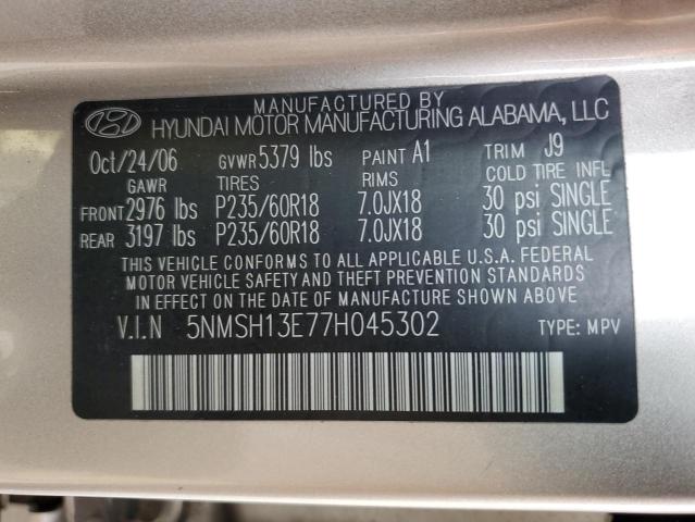 Photo 13 VIN: 5NMSH13E77H045302 - HYUNDAI SANTA FE 