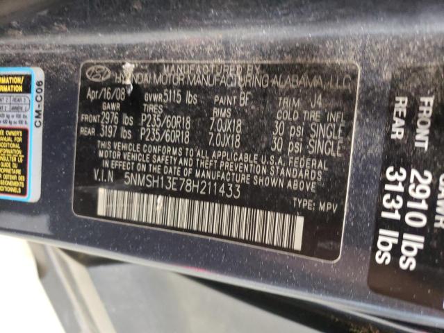 Photo 11 VIN: 5NMSH13E78H211433 - HYUNDAI SANTA FE 