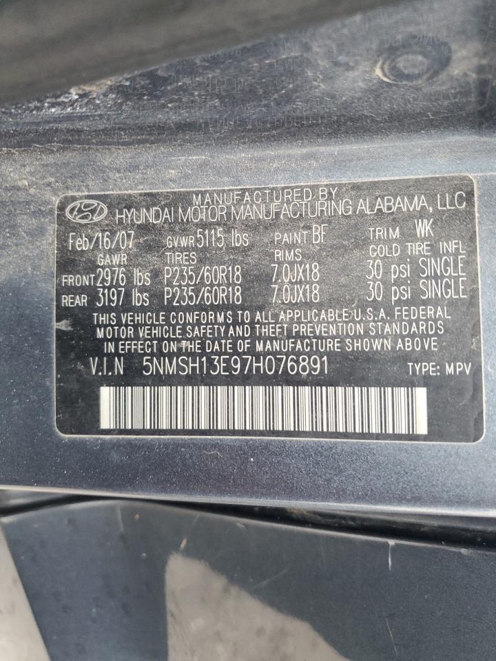 Photo 11 VIN: 5NMSH13E97H076891 - HYUNDAI SANTA FE 