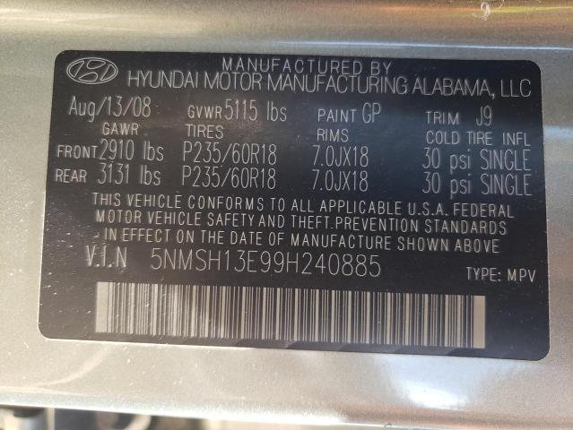 Photo 12 VIN: 5NMSH13E99H240885 - HYUNDAI SANTA FE S 