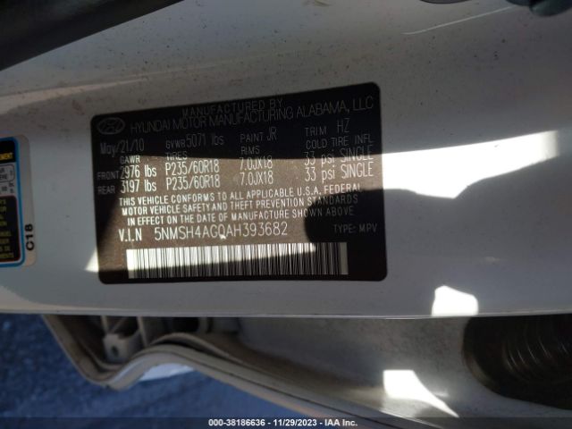 Photo 8 VIN: 5NMSH4AG0AH393682 - HYUNDAI SANTA FE 