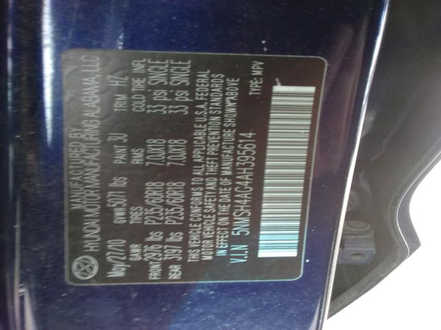 Photo 9 VIN: 5NMSH4AG4AH395614 - HYUNDAI SANTA FE S 