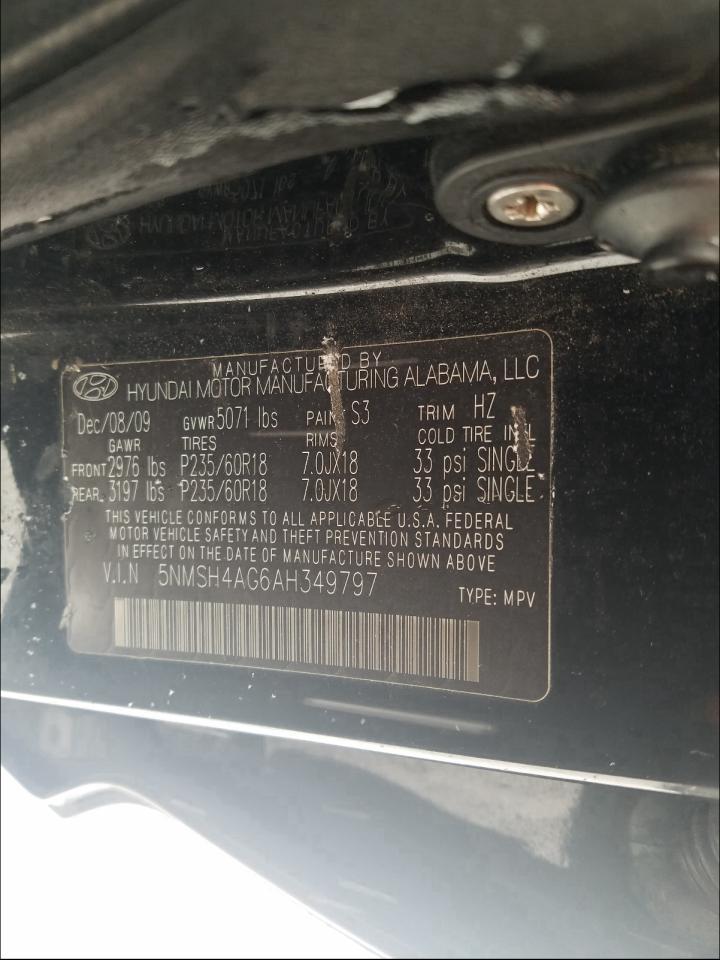 Photo 9 VIN: 5NMSH4AG6AH349797 - HYUNDAI SANTA FE S 