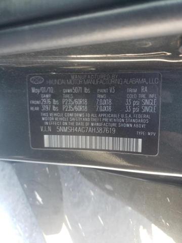 Photo 9 VIN: 5NMSH4AG7AH387619 - HYUNDAI SANTA FE S 