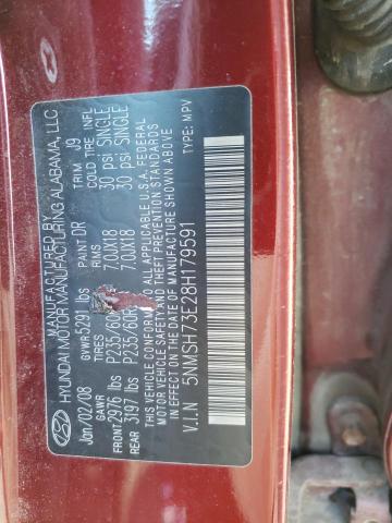 Photo 12 VIN: 5NMSH73E28H179591 - HYUNDAI SANTA FE S 