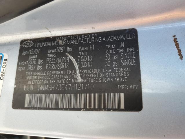 Photo 12 VIN: 5NMSH73E47H121710 - HYUNDAI SANTA FE 