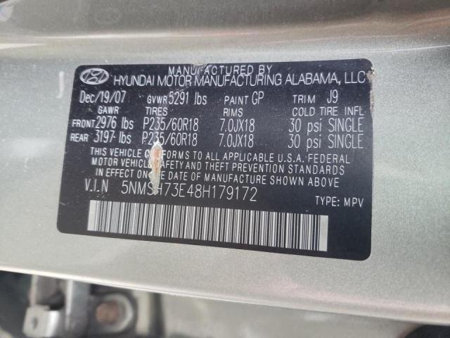 Photo 9 VIN: 5NMSH73E48H179172 - HYUNDAI SANTA FE S 