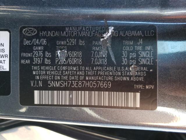 Photo 11 VIN: 5NMSH73E87H057669 - HYUNDAI SANTA FE S 