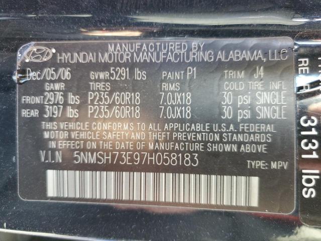 Photo 9 VIN: 5NMSH73E97H058183 - HYUNDAI SANTA FE 